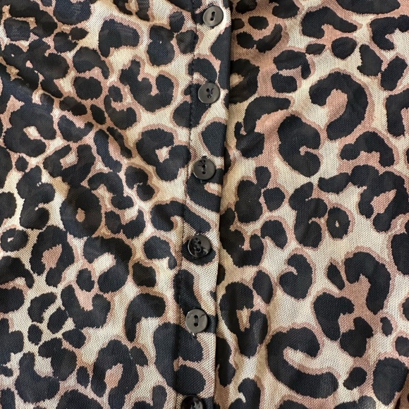 Leopard Print Mesh Cardigan Top - Picture 3 of 6